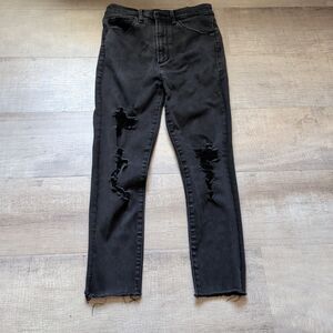 Abercrombie & Fitch Jeans Womens 27/4 Black Distressed High Rise Super Skinny